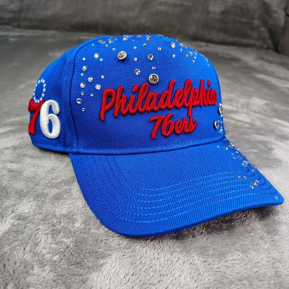Pro Standard NBA Philadelphia 76ers Rhinestone Bedazzled Snapback Hat Blue New - Picture 1 of 8